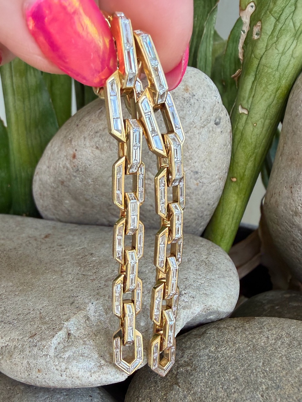 David Yurman Rare deco chain link drop 3.35 carat diamond earrings